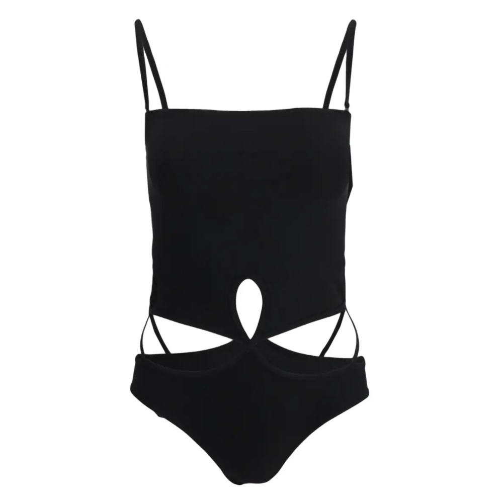 Christopher Esber Black Cutout Looped Adjustable Strapless Swimsuit 8